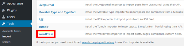 WordPress Import XML File