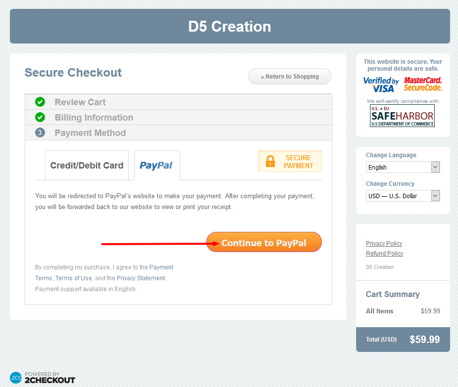 PayPal Payment D5 Creation