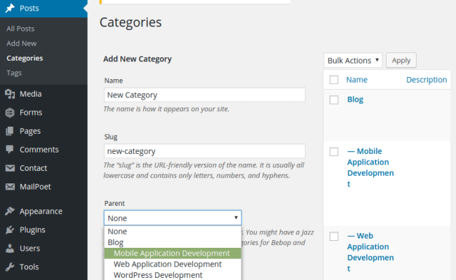 Categories in WordPress