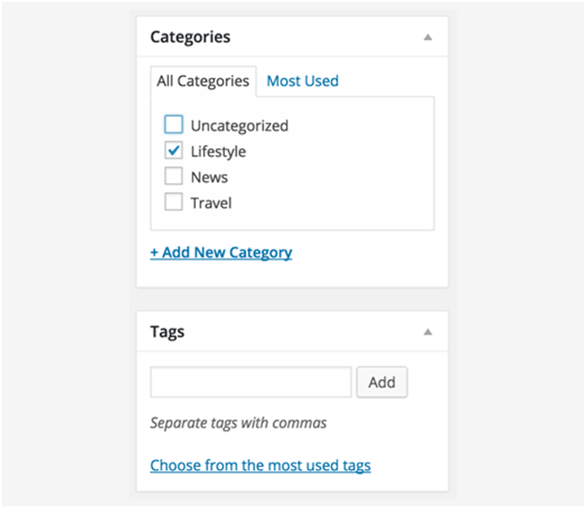 WodPress Categories and Tags