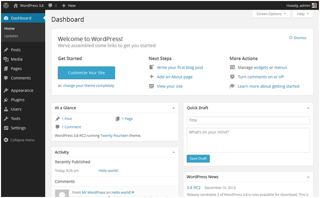 WordPress Dashboard