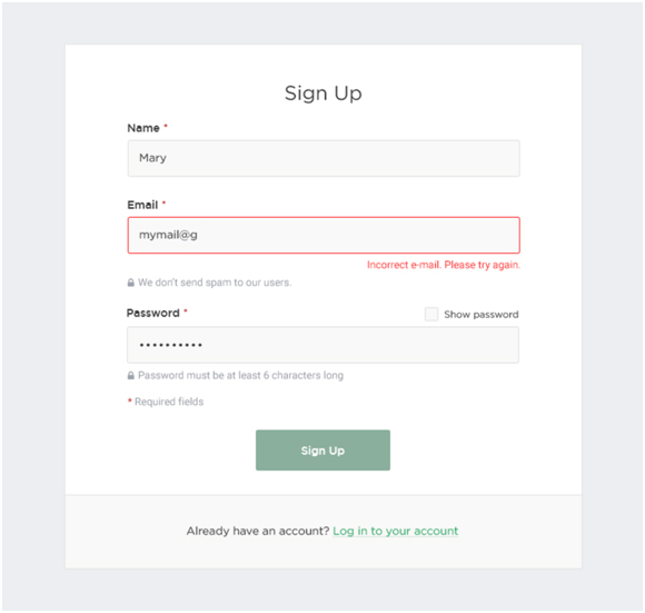 Inline form field validation