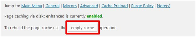 clear cache using W3 Total Cache Plugin wordpress